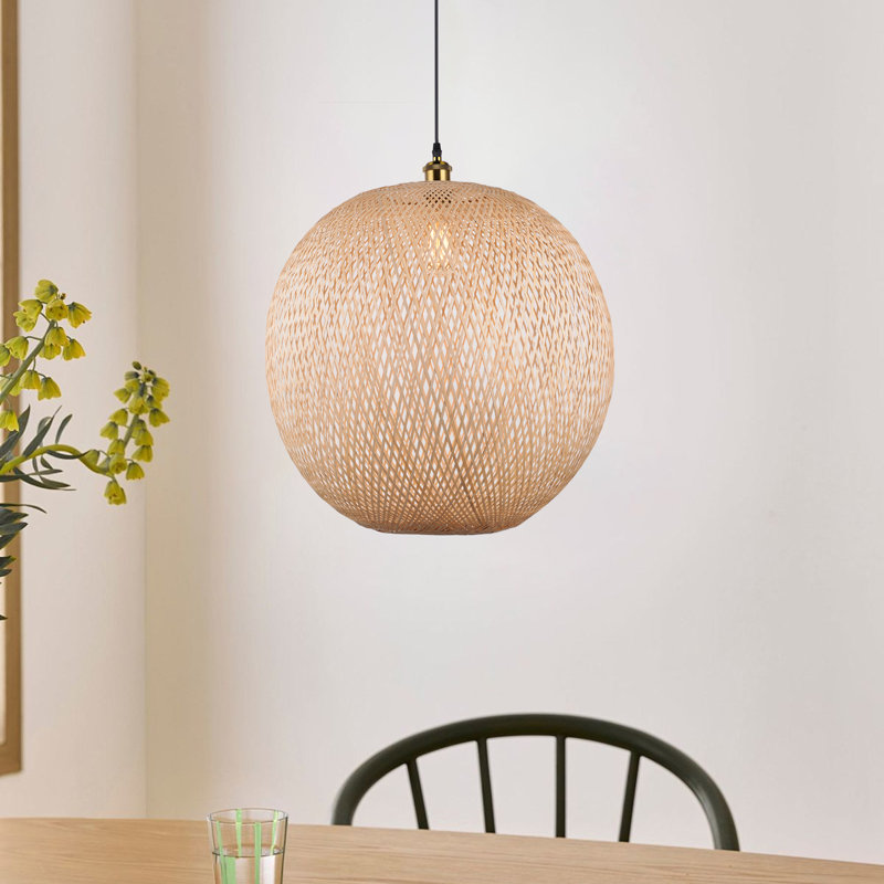Luminaire suspendu 1 lumière jaune Bairbre, 11.81" H x 11.81" W x 11.81" D