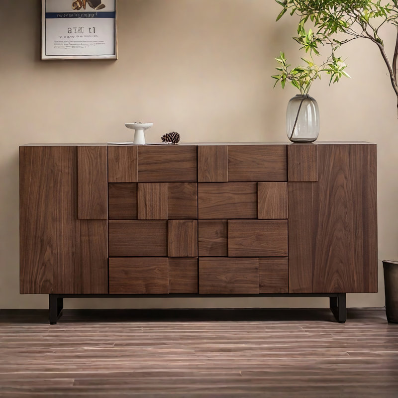 Modern Black Walnut Solid Wood Accent Cabinet