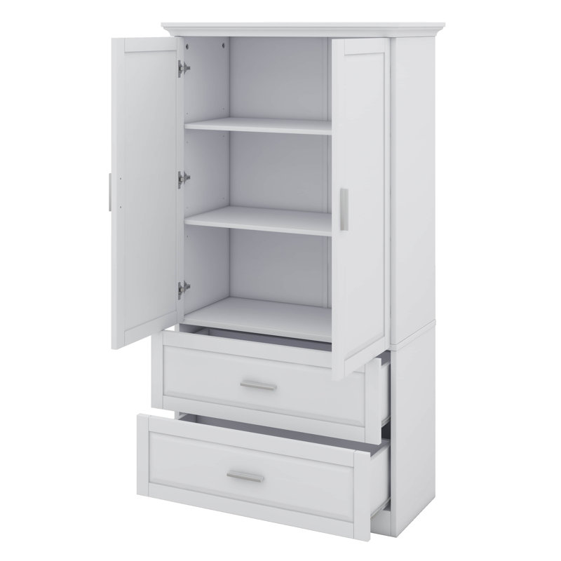 Tablette pratique à 2 portes et tiroirs, Blanc