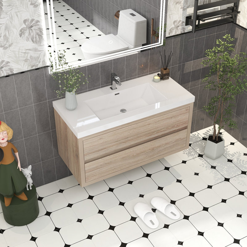 Meuble-lavabo simple 41,5 po avec plateau Futral, Chêne blanc