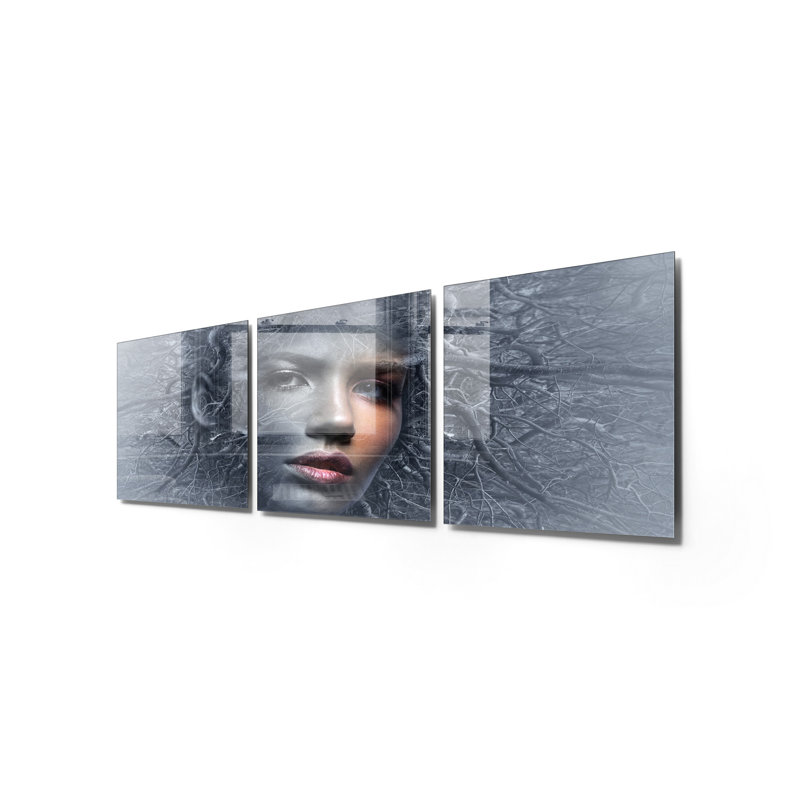 3 Piece No Frame Print on Glass, 60cm H x 60cm W x 0.4cm D