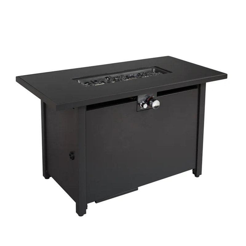 Table de foyer d'extérieur en acier avec couvercle