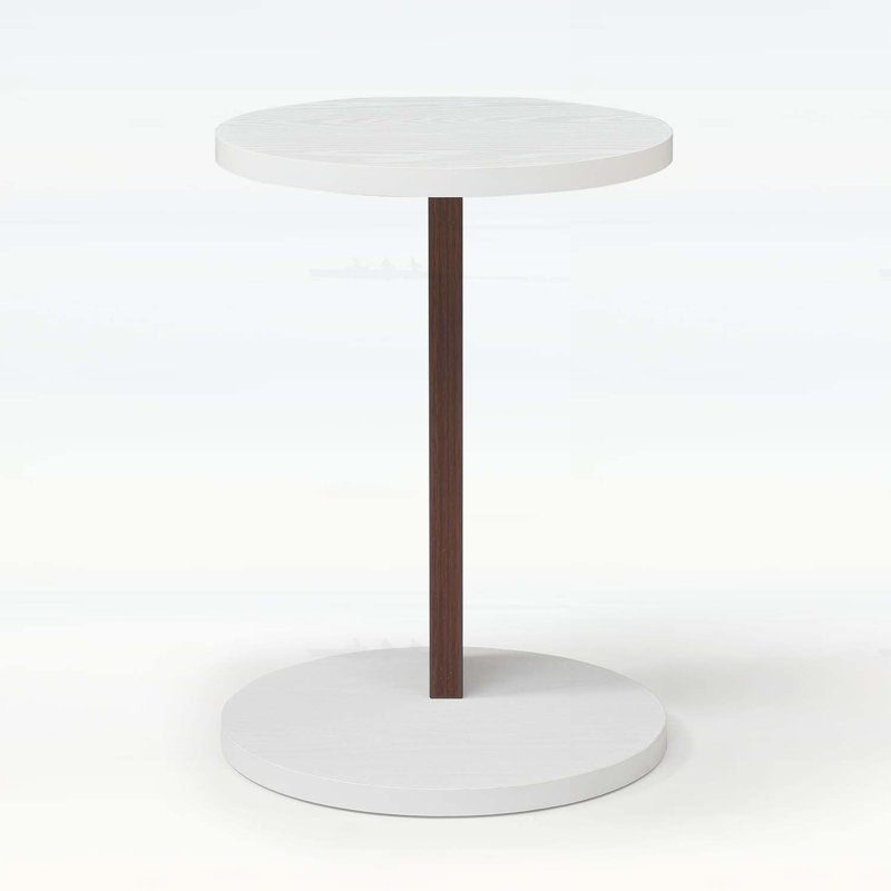 C-Shaped End Table with Wood Frame