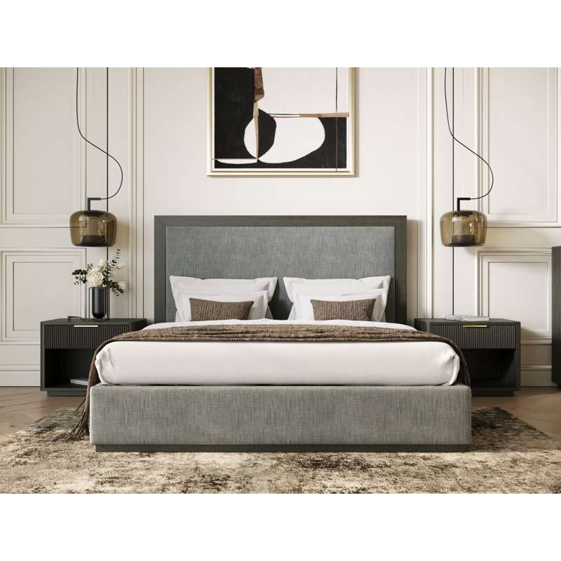 Reanna Upholstered Platform Bed, King, Gray Wash