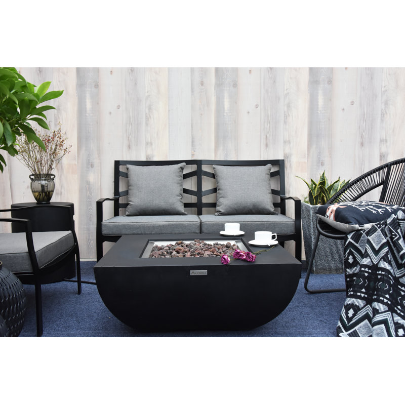 Dockview 34 Inch Black Concrete Gas Fire Pit Table