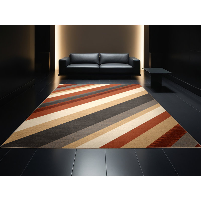 Machine Washable Pantelis Global Inspired Ikat Rug in Brown – Beige Binding, 8' Square
