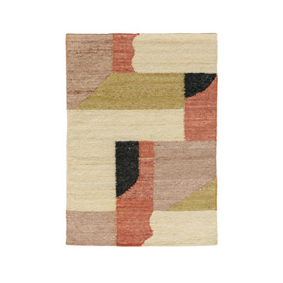Rectangle Malachite Abstract Hand Woven Flatweave Silk Area Rug in Brown/Red