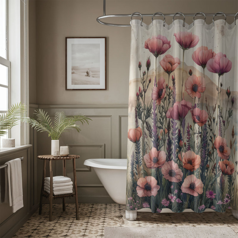 Rideau de douche standard 1 pièce Nostalgic Flora, H 74 po x l 71 po