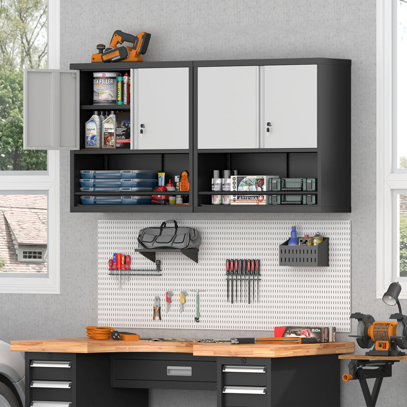 Grande armoire de rangement réglable en acier avec portes et tablettes pour l'organisation de la maison et du bureau