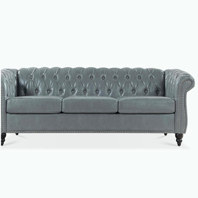Canapé Chesterfield à accoudoirs roulés 84,65 po