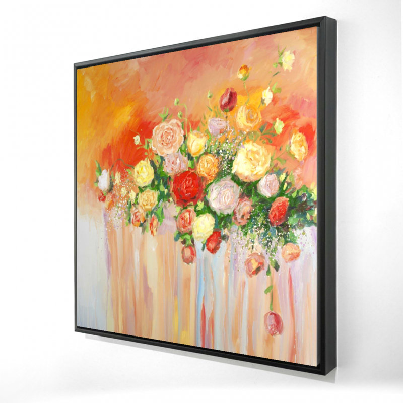 Bouquet de fleurs abstraites multicolores, reproduction sur toile