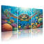 Animaux, tortues de mer, récifs coralliens, poissons, lumière du soleil, ensemble de 3 impressions sur toile-1628710486
