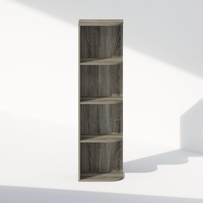 Reed Space Saving Corner Storage Display Shelf, Bookshelf, (4 Shelves) 41.4" H x 12.01" W x 9.3" D, French Oak