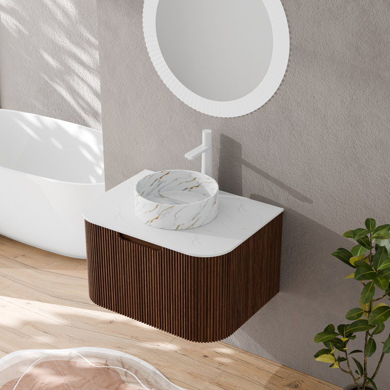 Ensemble de meuble-lavabo mural 24 po Echoe, Noyer