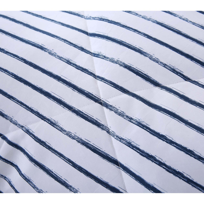 Édredon en microfibre à rayures bleu marine, Très grand