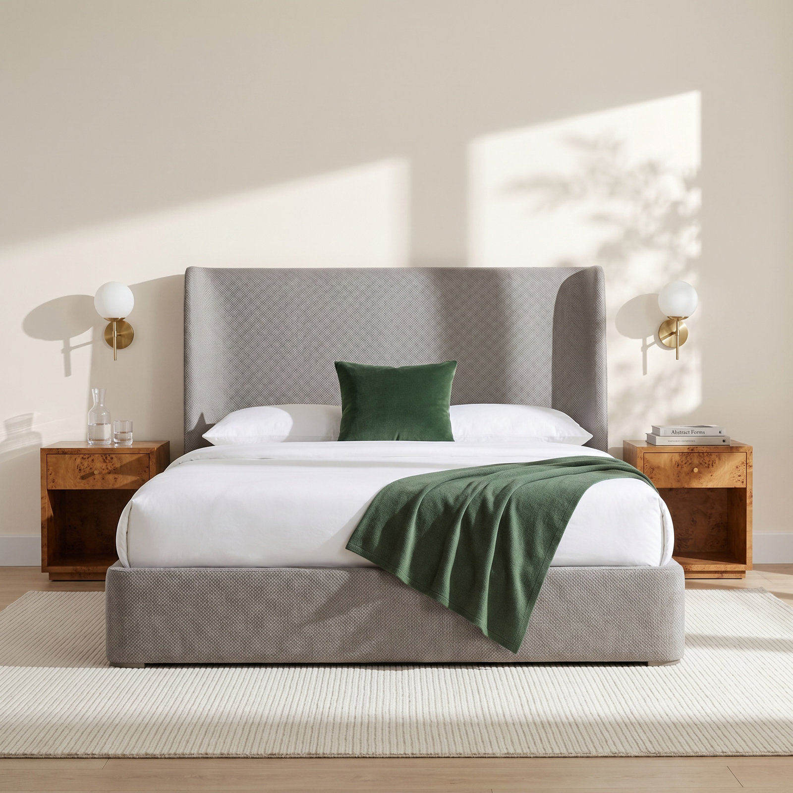 Puro Upholstered Wingback Bed