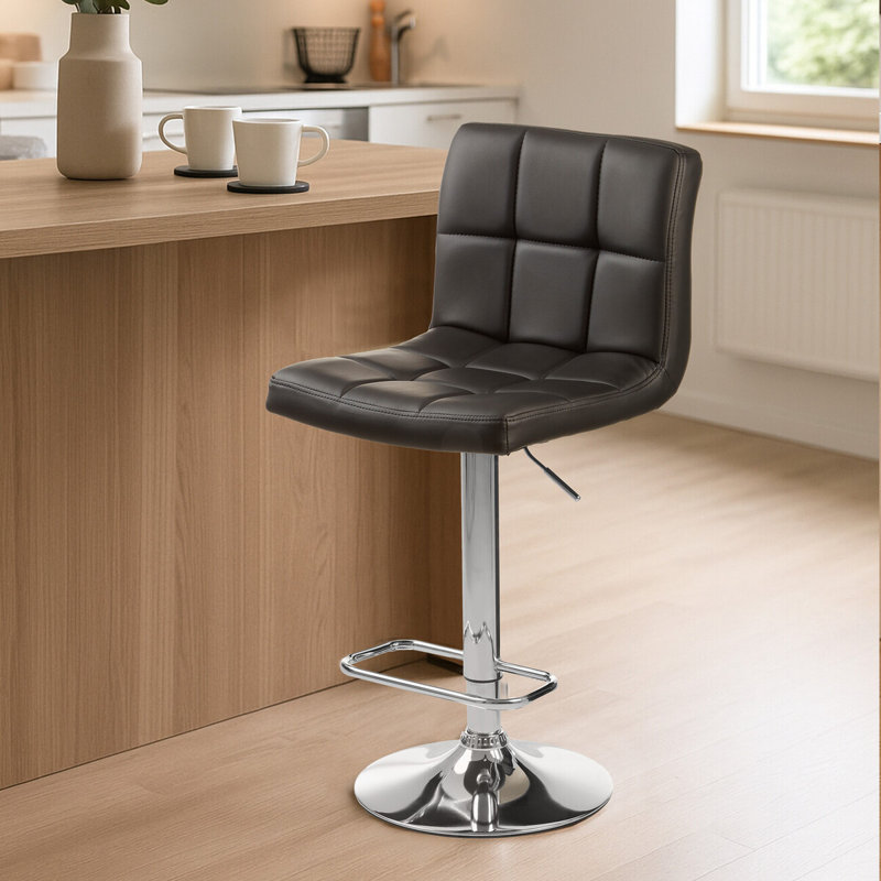 Tricia Swivel Upholstered Adjustable Height Counter Stool with Metal Frame