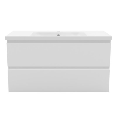 Nodira 990 mm Wall Mounted Combined Vanity Unit with Drop In Resin Basin