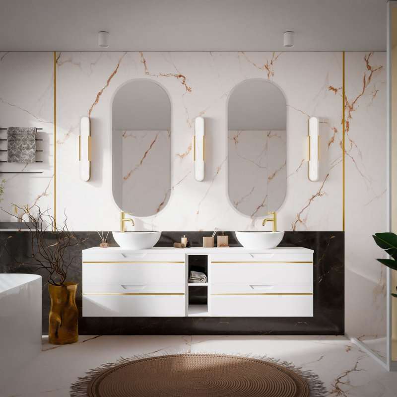 140mm Double Bathroom Vanity with Ceramic Basin