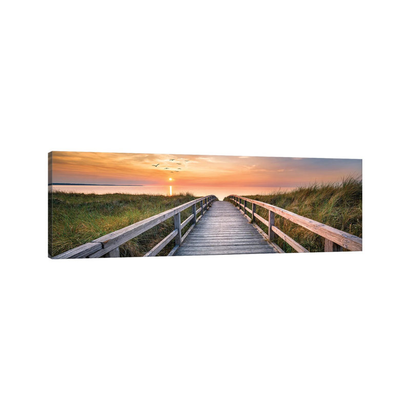 Sunset At The Dune Beach, North Sea Coast, Germany by Jan Becke - Panoramic Gallery-Wrapped Canvas Giclée on Canvas