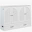 Lit double mural avec grand tiroir, blanc-265288166-265288167