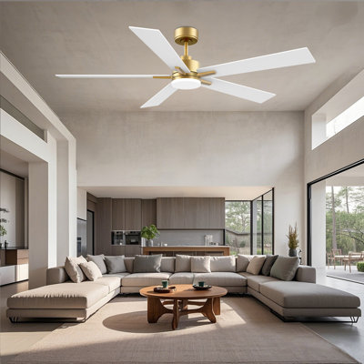 5-Blade Modern Ceiling Fan with Lights, Remote and Alexa Control, Quiet DC Motor, Dimmable, Outdoor Indoor