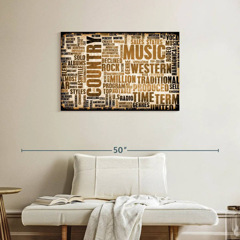 Abarca Country Music Words, H 24 po x l 36 po