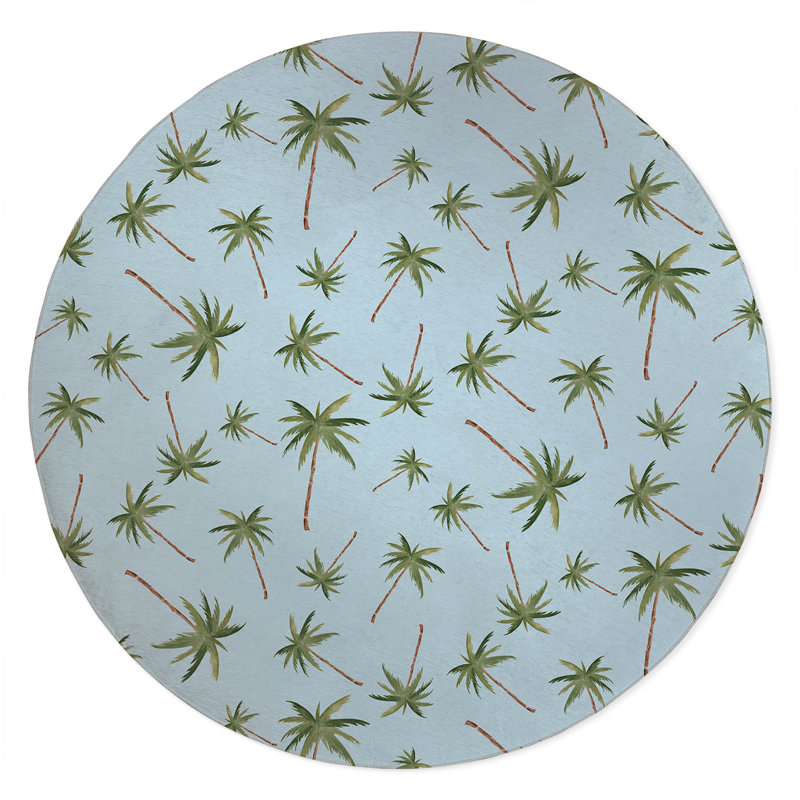 Summer Palms Outdoor Rug, Round 5'