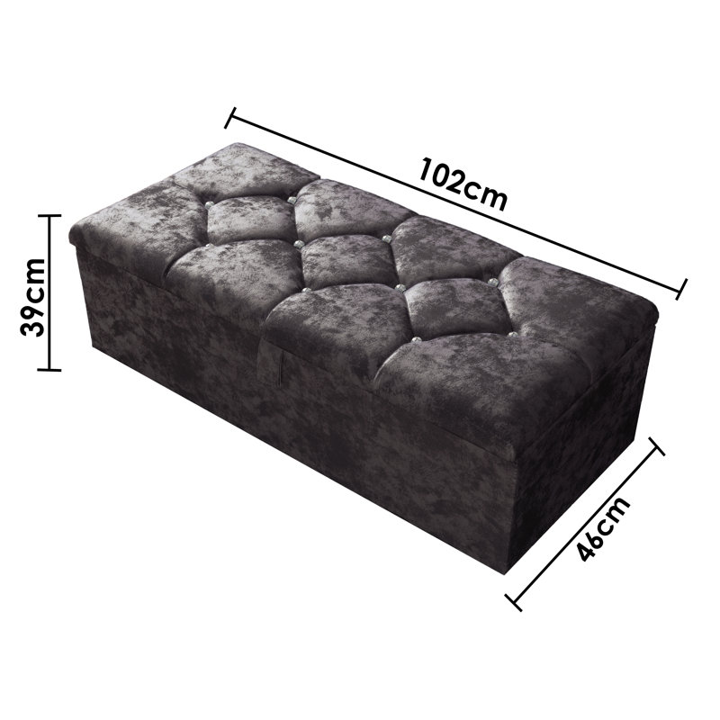 Alax 102cm Wide Rectangle Geometric Standard Ottoman with Storage, Amethyst