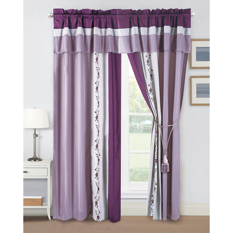 Lavender Purple Polyester Pleated Light-Filtering Window Panel Set