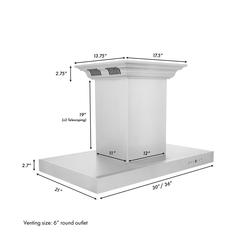 Hotte de cuisine ZLINE CrownSound ™ à conduit en acier inoxydable avec haut-parleurs Bluetooth intégrés , 30"