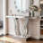 43 Inch Mirrored Console Table, Modern Silver Entryway Sofa Table With Curved Stone-Inlaid Legs, Glamorous And Versatile Accent For Living Room And Hallway