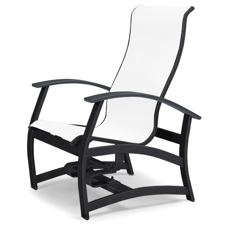 Askar Swivel Powder Coated Aluminum Outdoor Lounge Chair, Classic Graphite P30, Textured Black, White 6D Sunbrella®