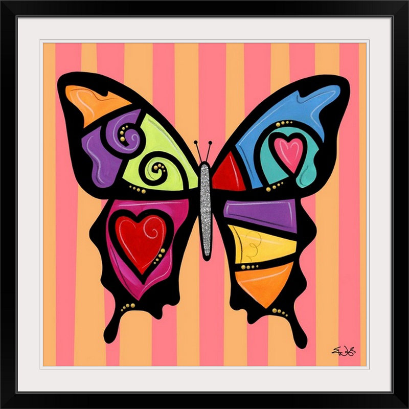 «Butterfly Hearts and Swirls» par Thaney, impression, H 35 po x l 35 po x 1,5 po, Toile