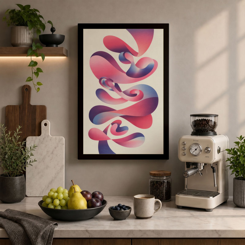 Flowing Ribbons Modern - Wrapped Canvas, 18x12 - 45.7 x 30.5 cm, Sage Border