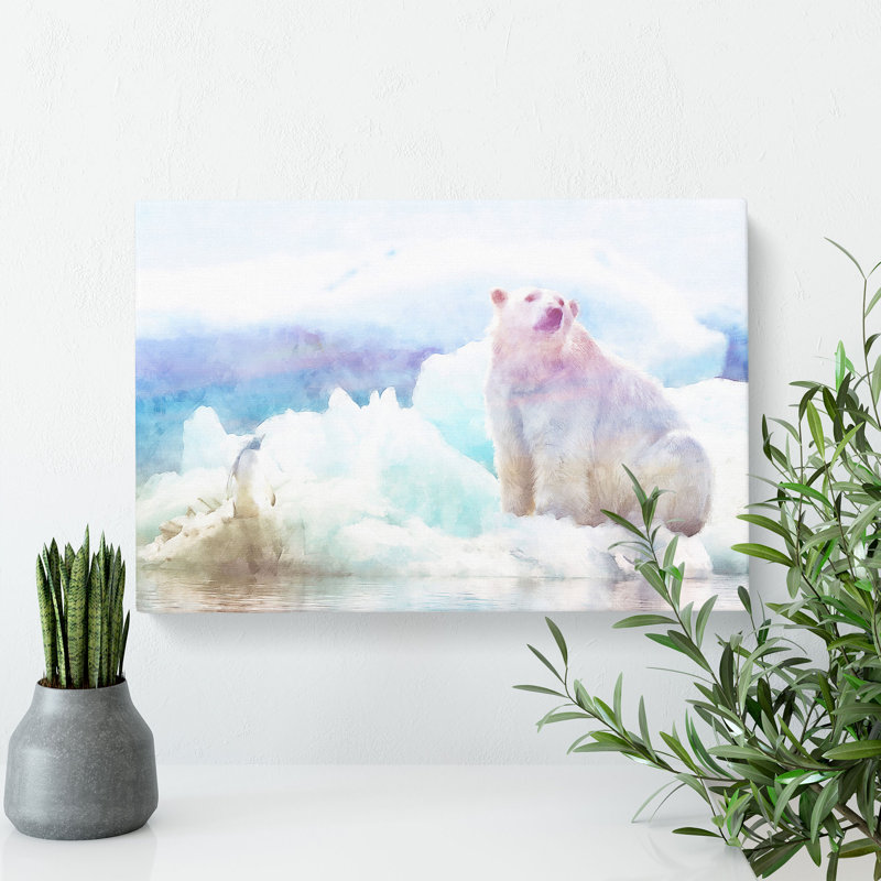 Penguin & Polar Bear Painting - Wrapped Canvas, 50cm H x 76cm W x 3cm D