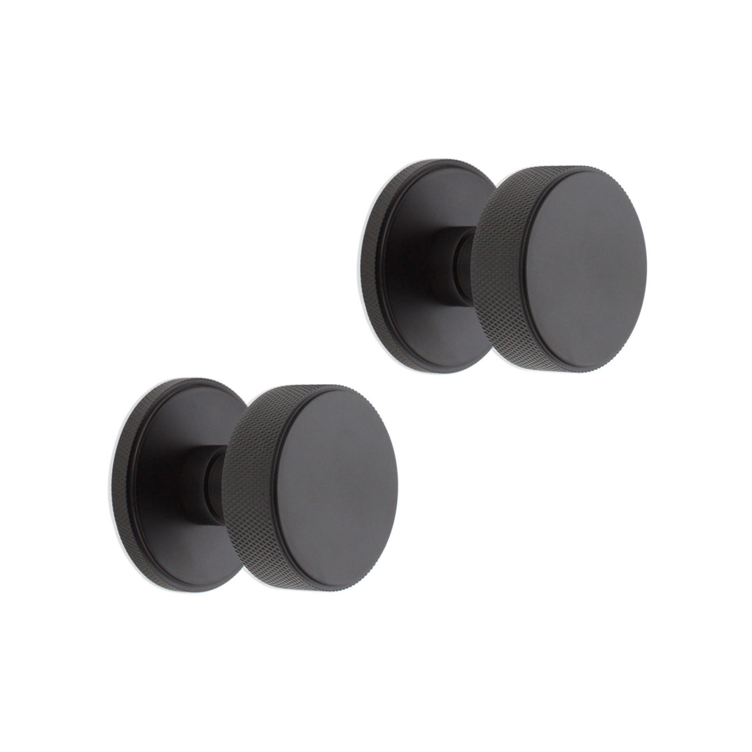 Spira Brass Connaught Knurled Door Knob Matt Black - Image 4