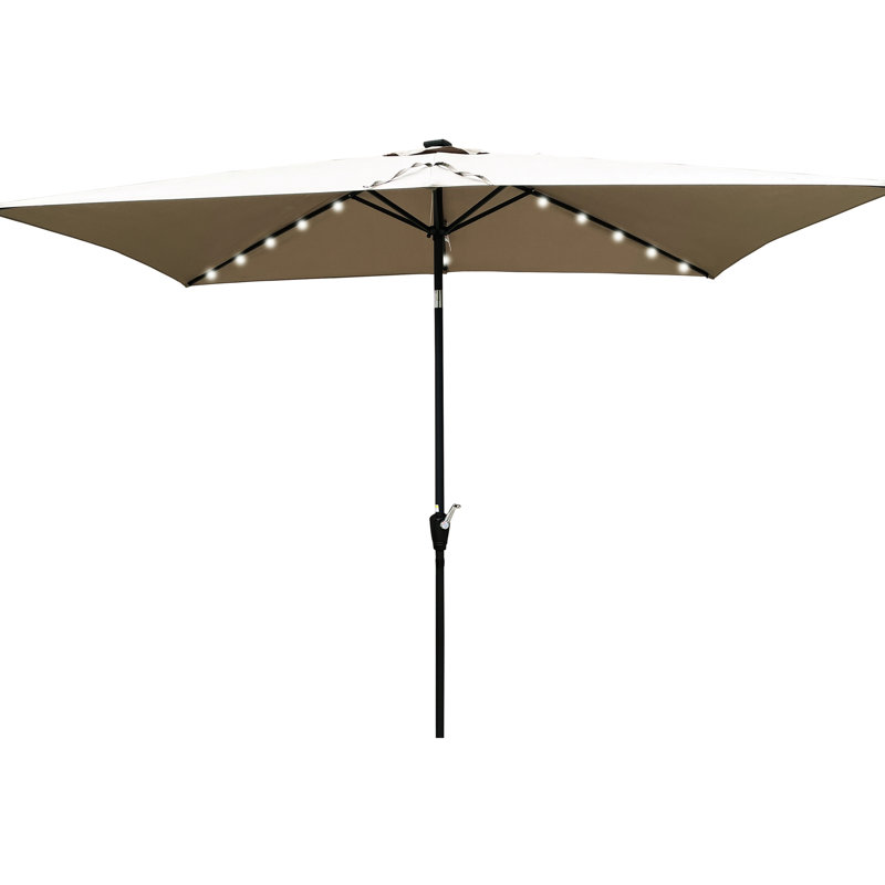 Parasols d'extérieur à éclairage solaire 10 x 6,5T à DEL avec manivelle et bouton-poussoir inclinables pour la cour