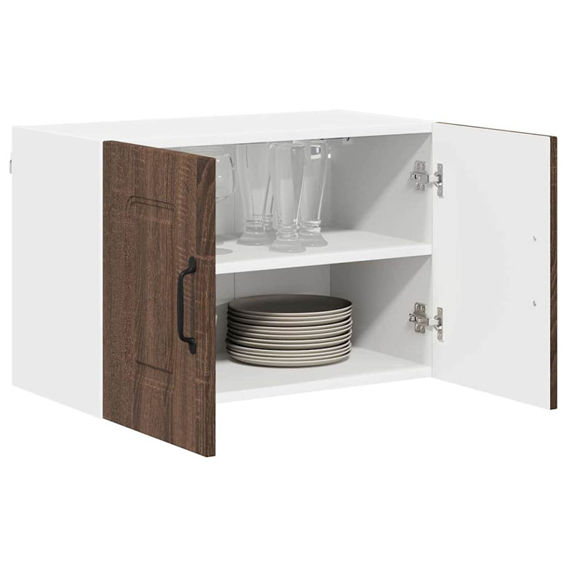 Vidaxl Kitchen Wall Cabinet 2 Pcs High Gloss White 60 X 31 X 40 Cm, Brown Oak