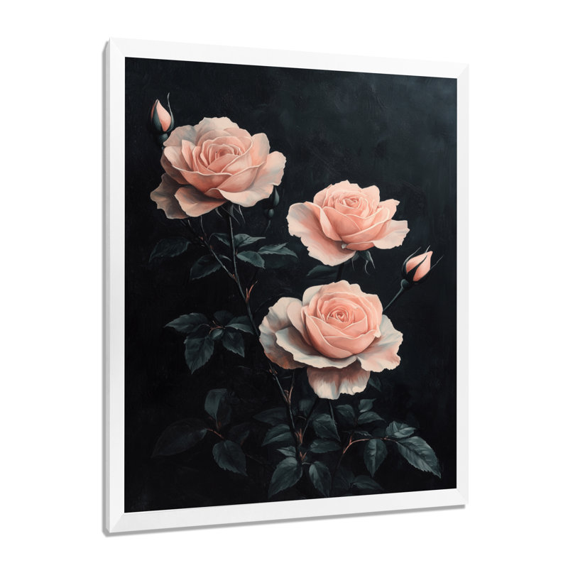 Ludgershall - reproduction d'art sur toile florale, H 32 po x l 24 po, Reproduction encadrée d'une seule photo, Blanc