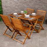 Antonio 4 - Person Acacia Wood Patio Dining Set with Rectangular Table