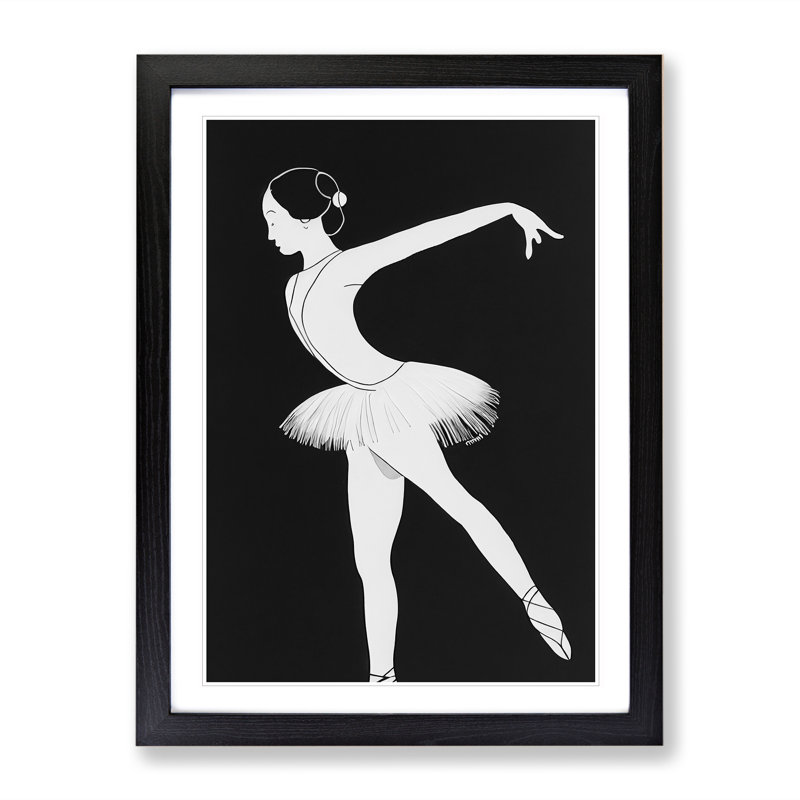 Monochrome Ballerina No.4 - Wall Art, Black Framed, 64cm H x 46cm W x 2cm D