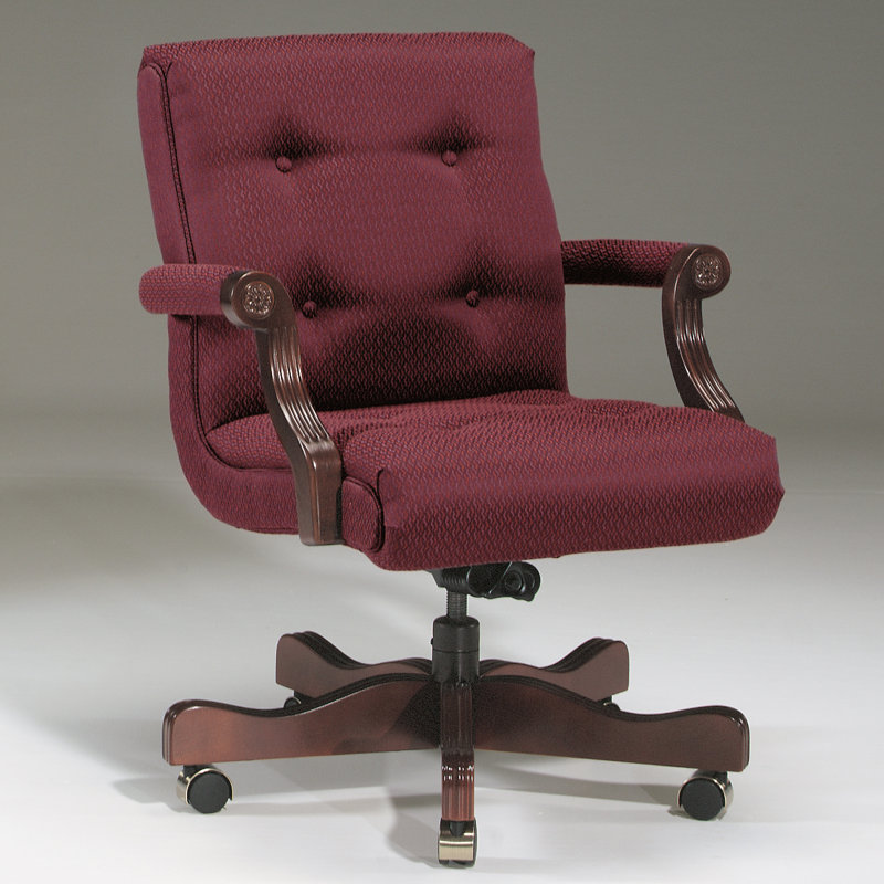 Genuine Leather Executive Chair, Burgandy, Walnut, Not Included