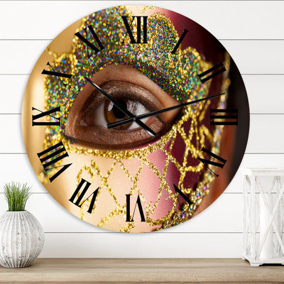 Woman With Venetian Mask - Modern Wall Clock