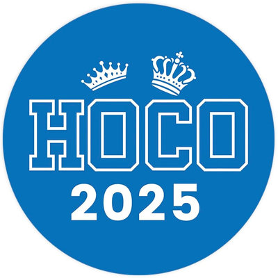 Autocollants HOCO 2025, conception de couronne de danse de retour bleu royal et blanc, cadeaux de fête et album