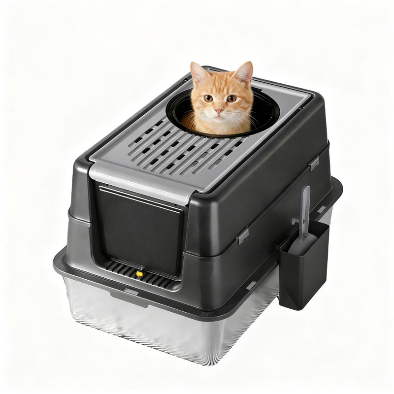 Stainless Steel Litter Box, Black