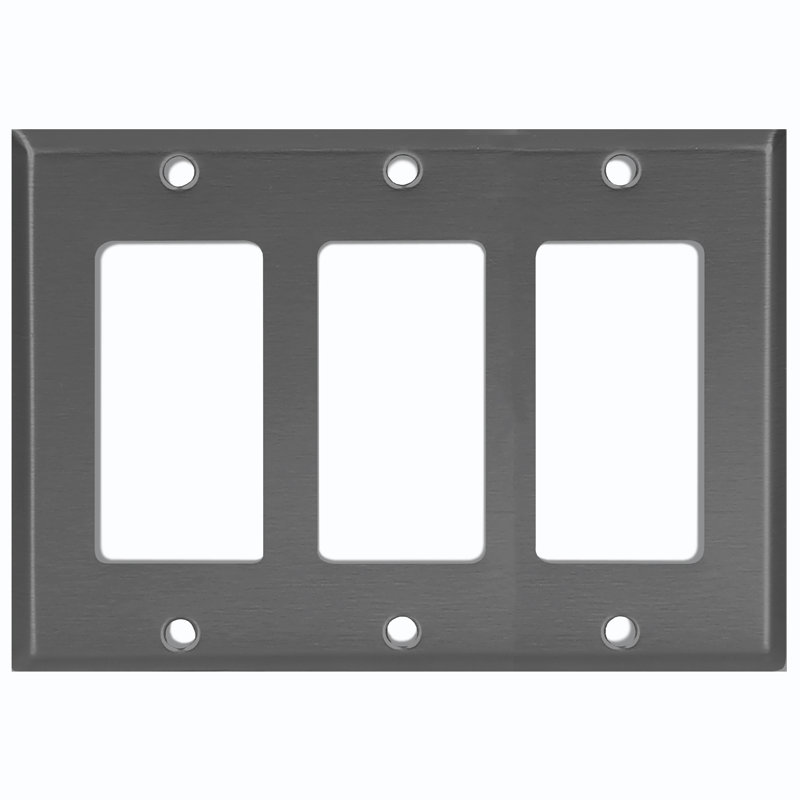 Plain Dark Gray 3 - Gang Rocker Standard Wall Plate