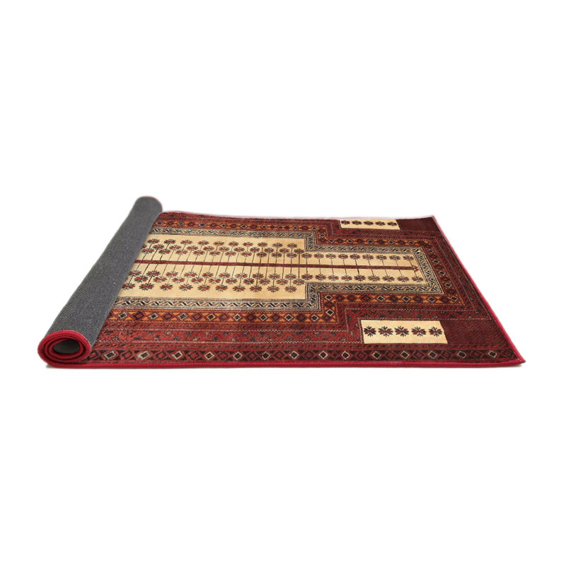 Tapis traditionnel rouge / beige Hardoby, Rond 3 pi