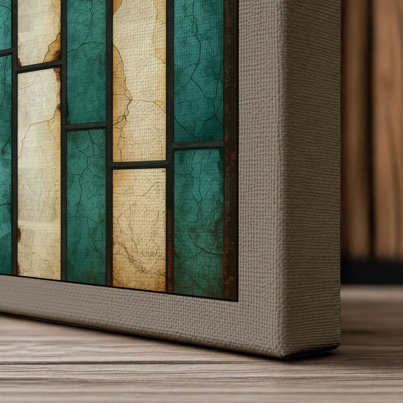 Weathered Stripes Industrial - Wrapped Canvas, 24x16 - 61.0 x 40.6 cm, Taupe Border