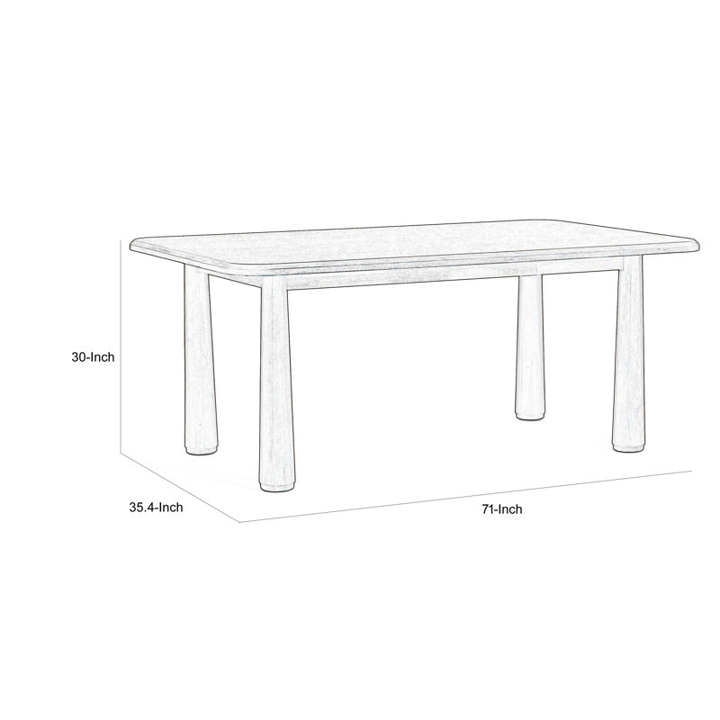 Meridian Solid Wood Dining Table, Natural Brown, 30" H x 35.4" W x 71" L